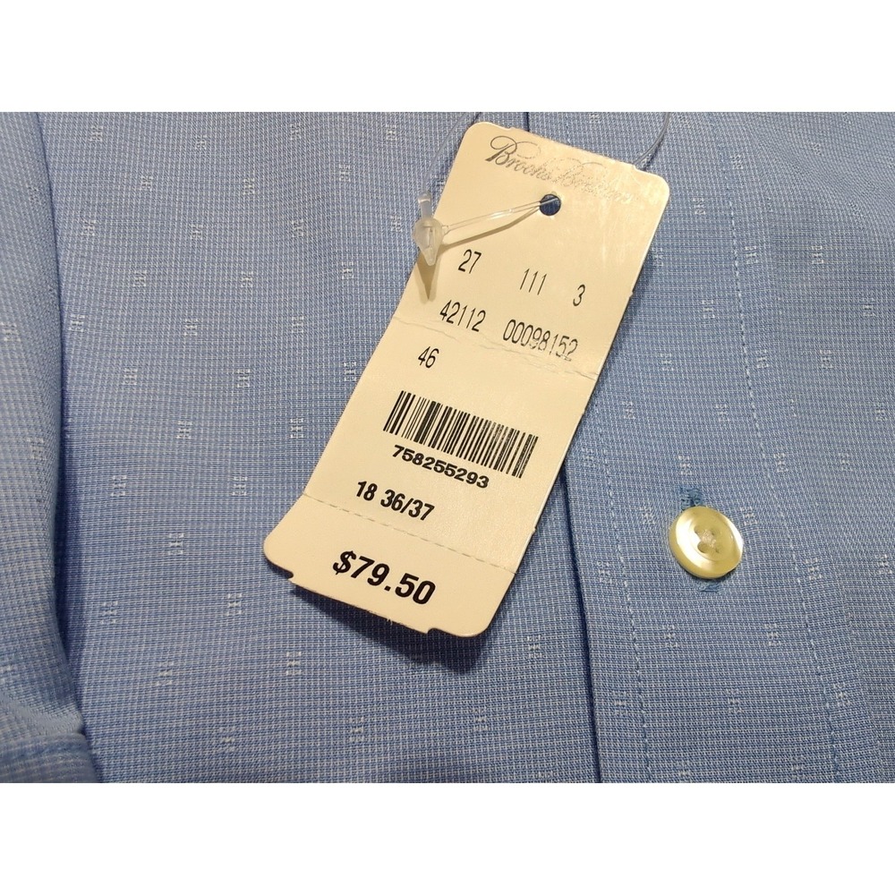 BROOKS BROTHERS Regent Long Sleeve Dress Shirt Blue 18 36/37 ~ New - Picture 6 of 8